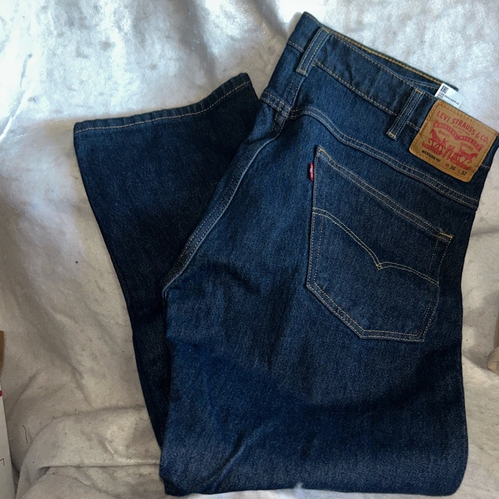 Levi's Western Fit Men's Dark Blue Straight Leg Jeans Size 36X 32